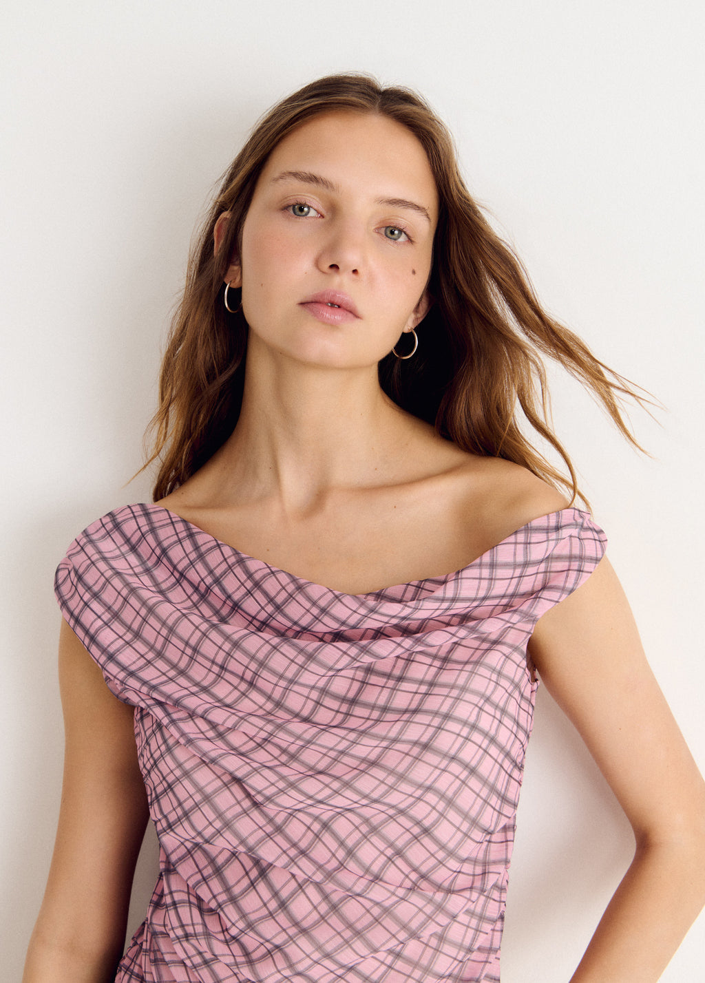 Asymmetrical plaid top