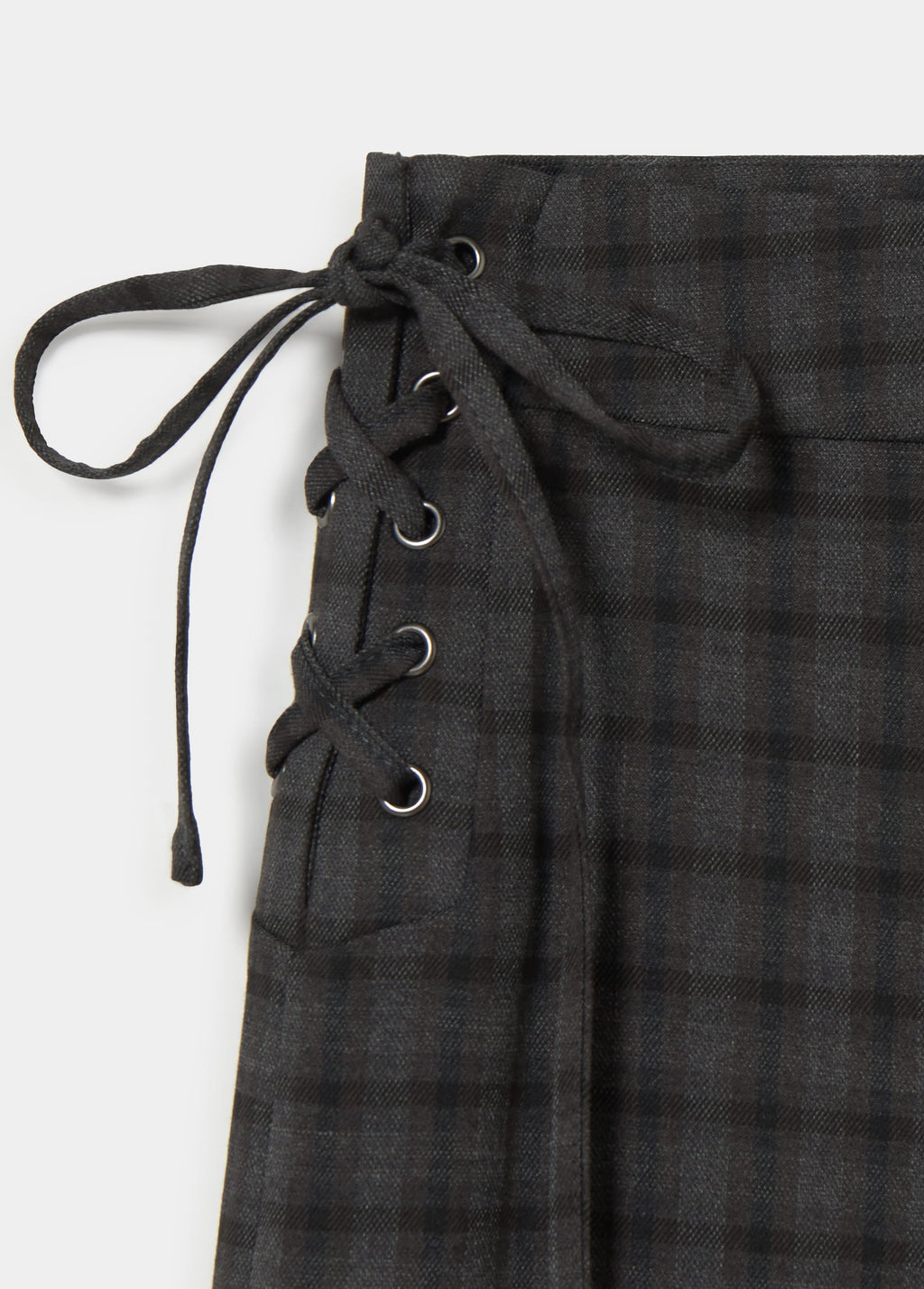 Checkered trousers with drawstring