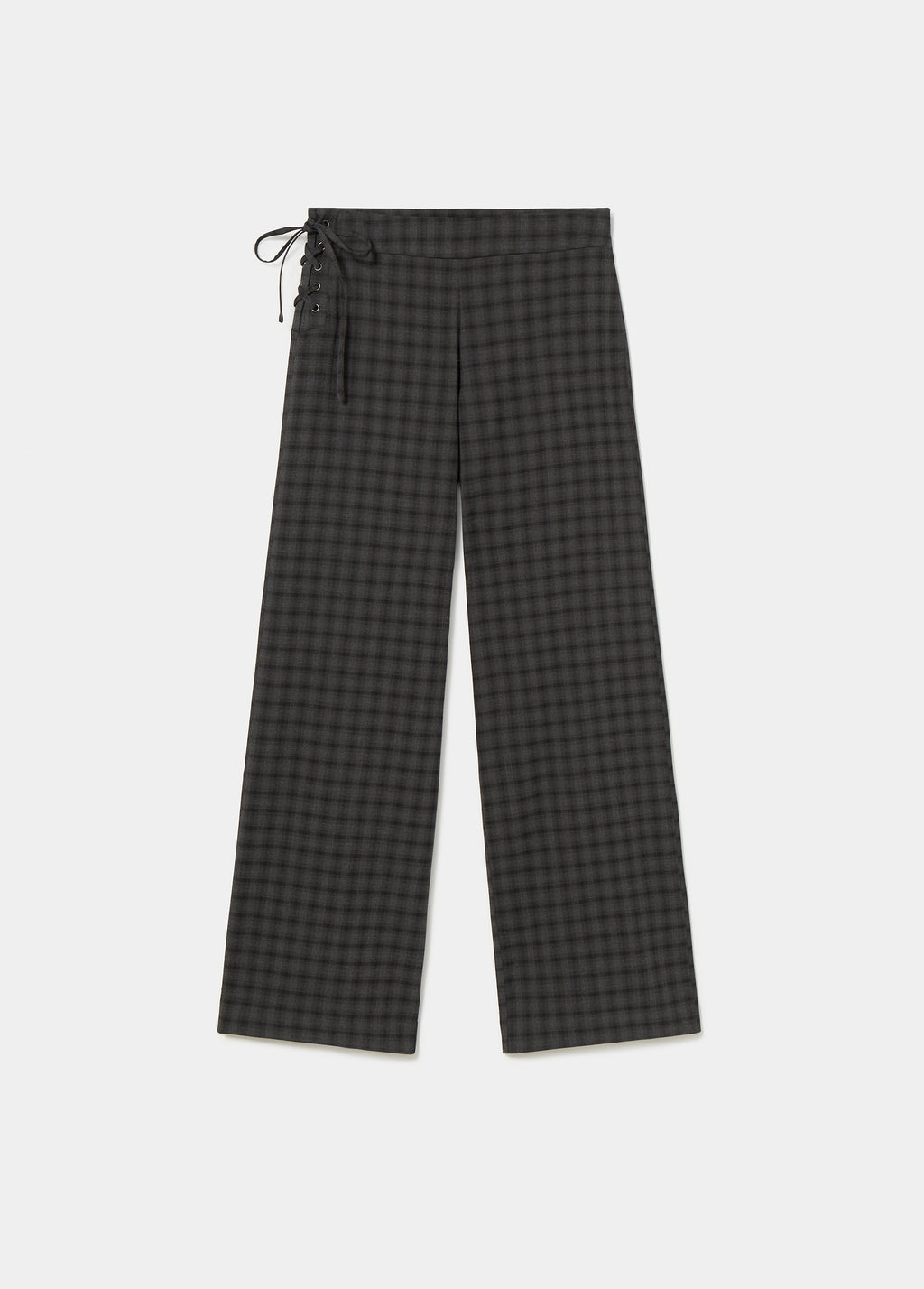 Checkered trousers with drawstring