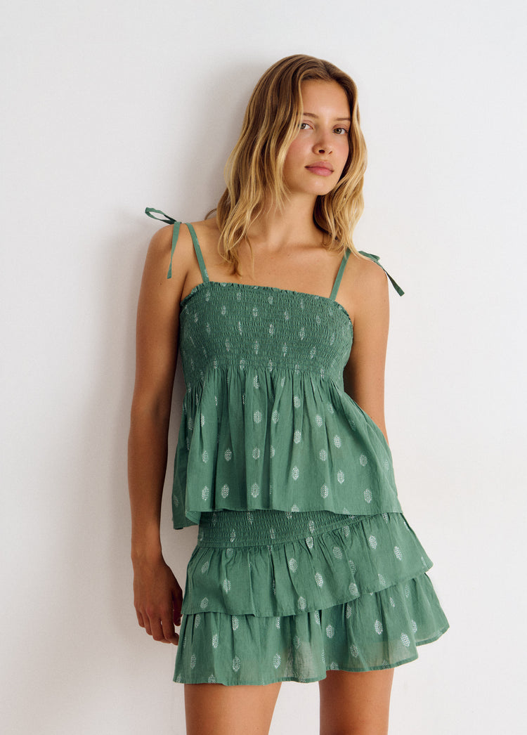 Smocked short skirt