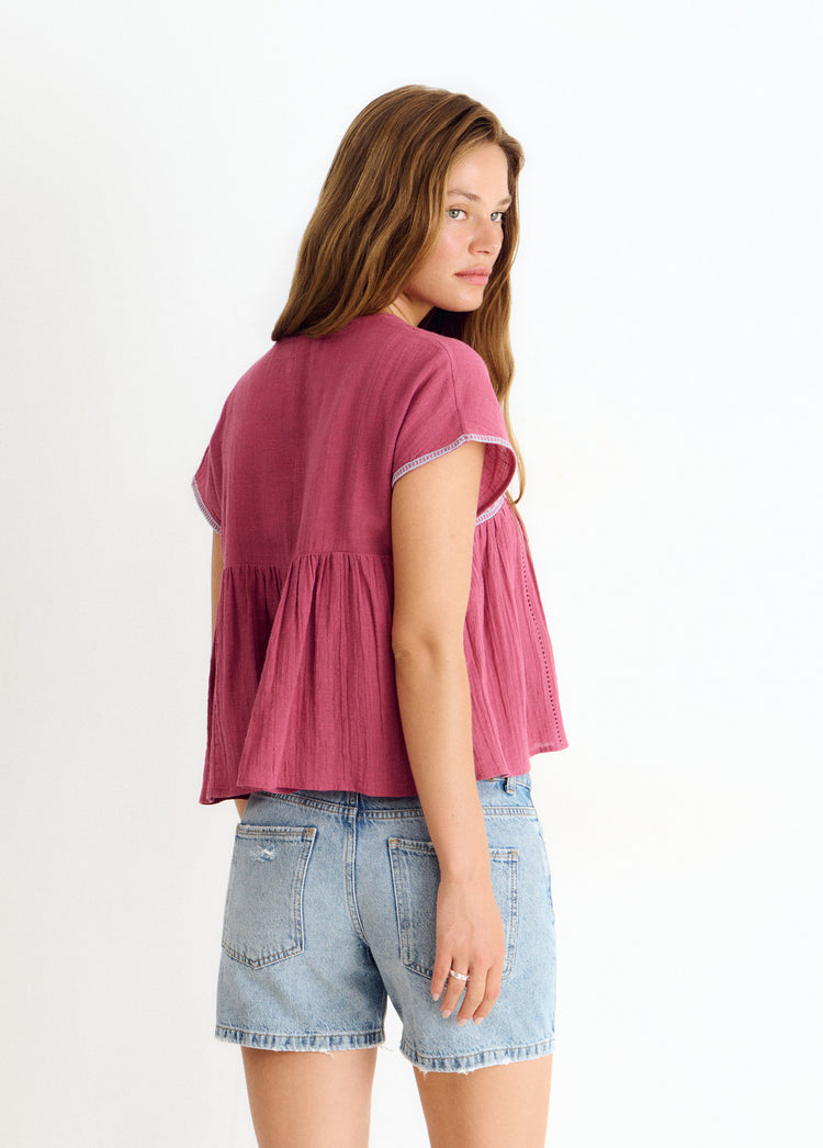 Blusa bordado escote