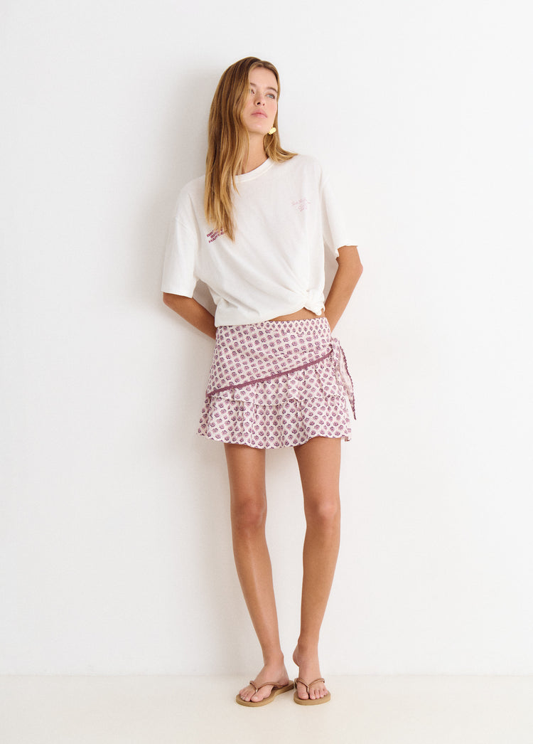 Printed short skirt