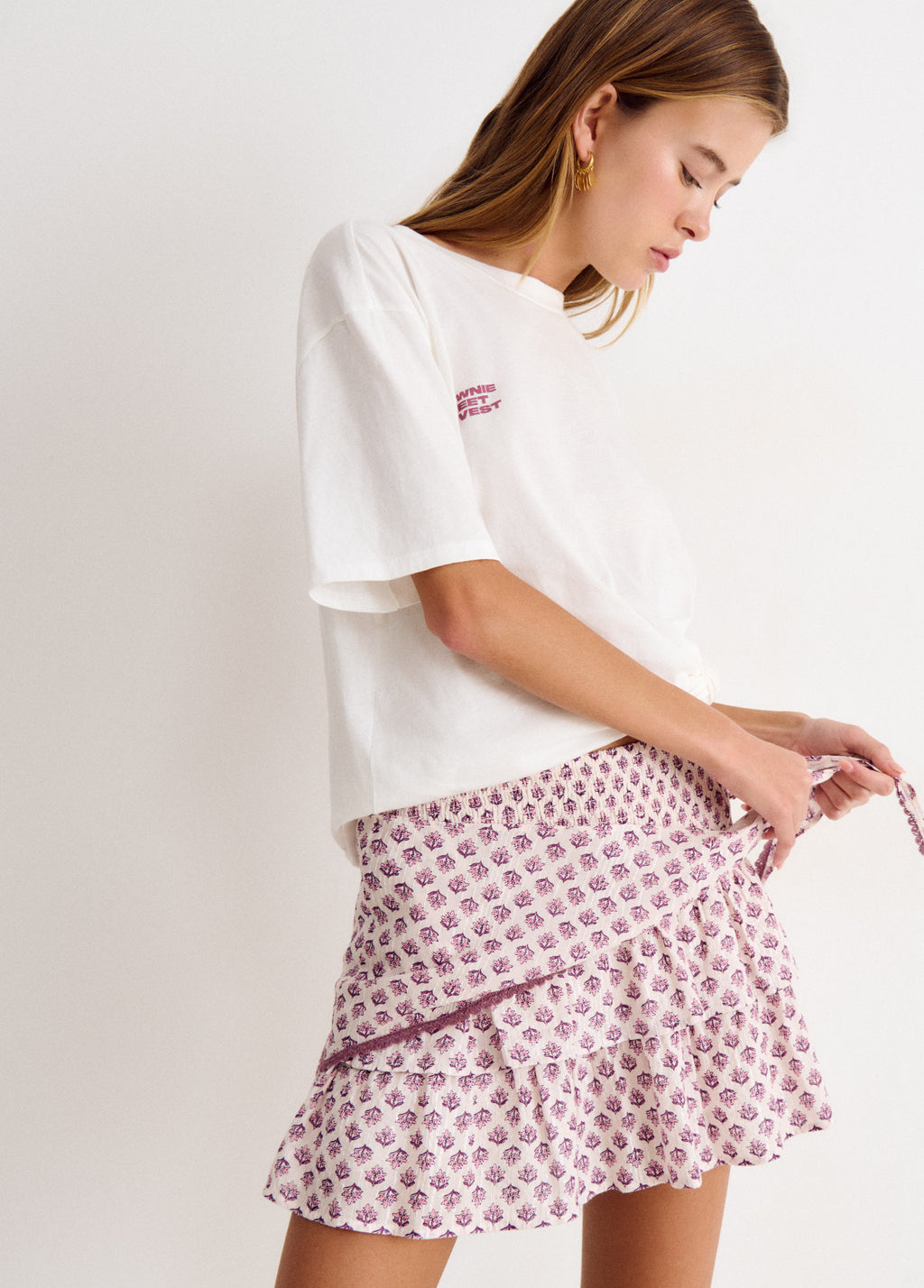 Printed short skirt