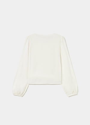 Long-sleeve smocked blouse