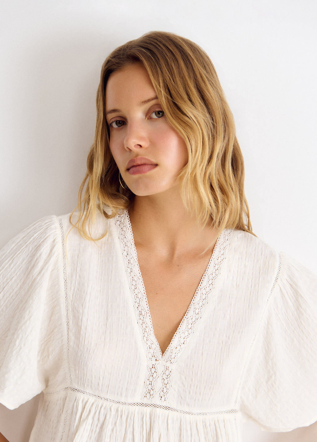 Blusa manica larga con pizzi