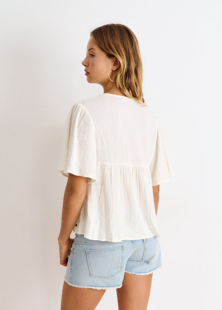 Blusa manica larga con pizzi