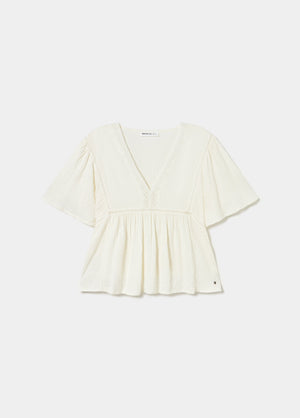 Bluse mit weiten Ärmeln und Spitze