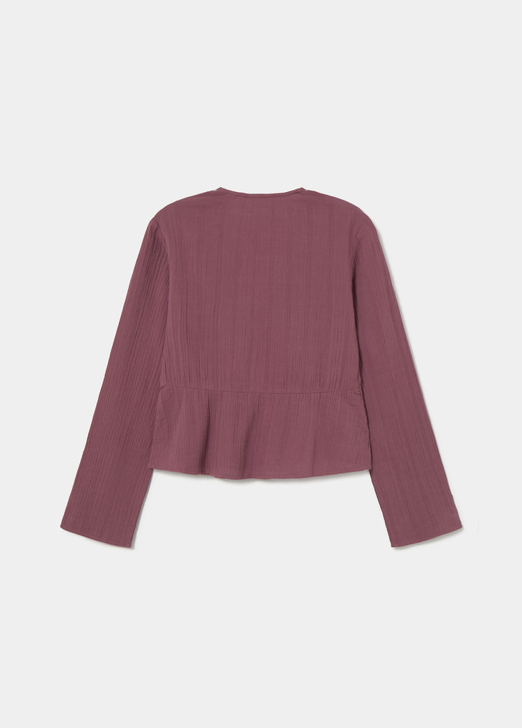 Long-sleeve studded blouse