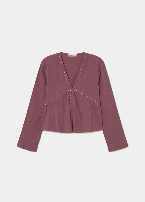 Blusa manga larga tachas