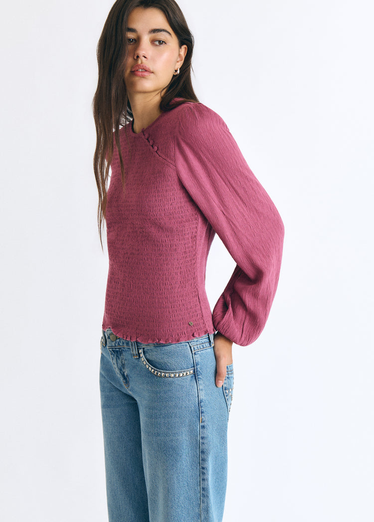 Blusa smock botones