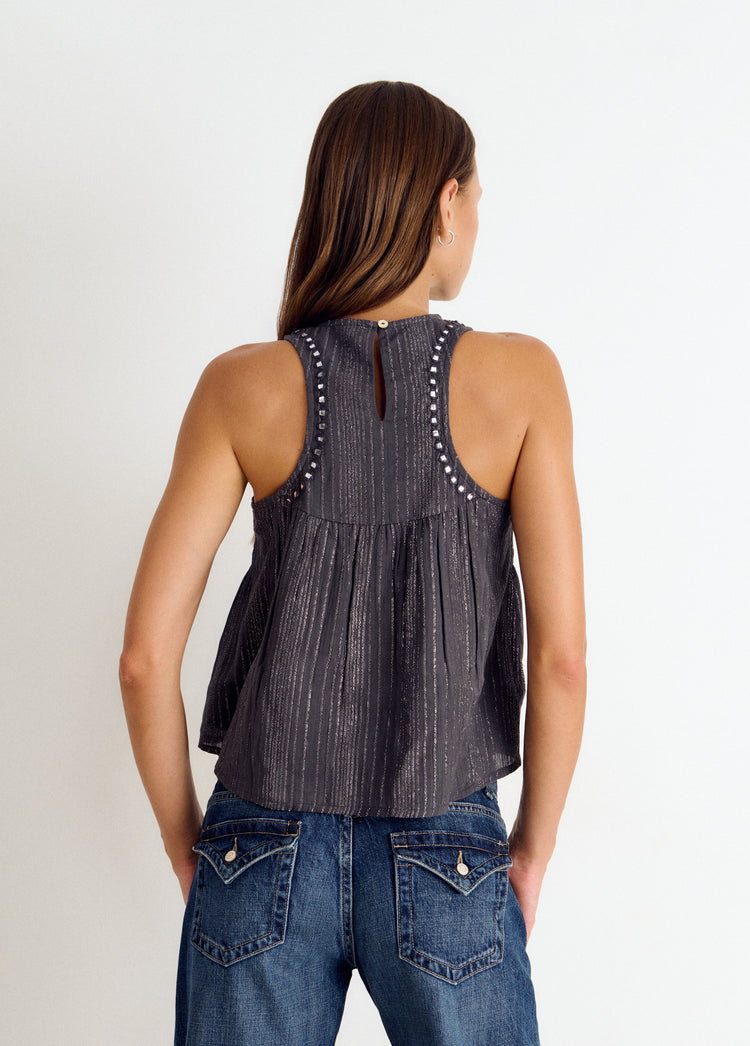 Top halter tejido lurex detalle espejos