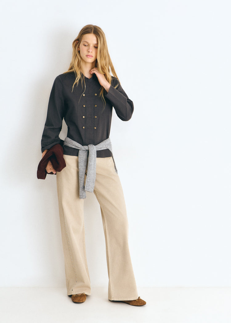 Blouse with Napoleon-style button detail