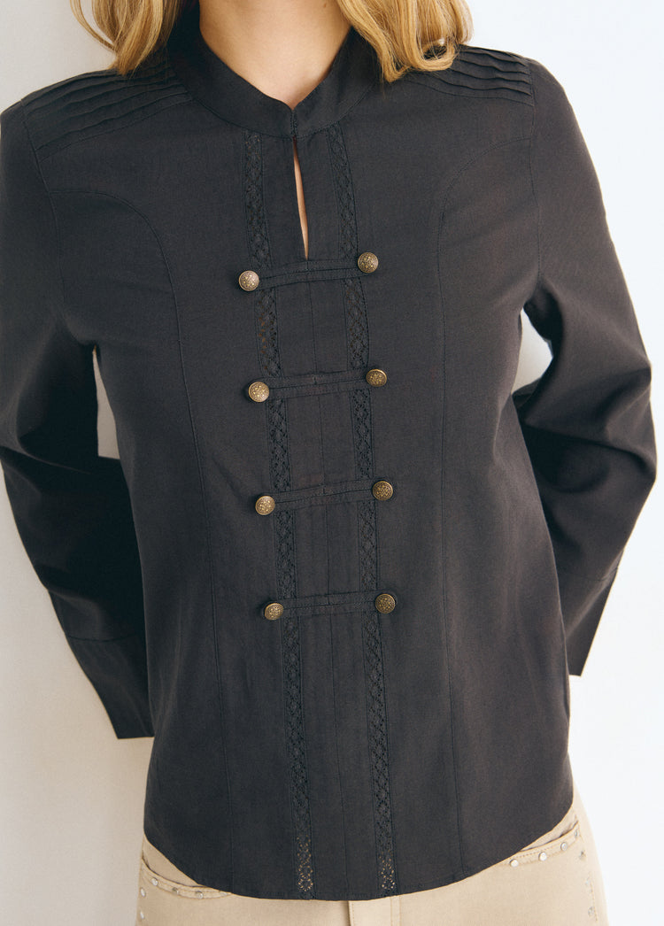 Blouse with Napoleon-style button detail