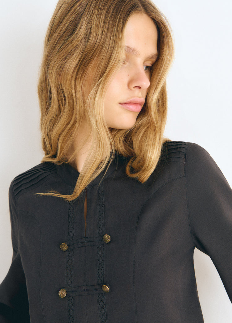 Blouse with Napoleon-style button detail