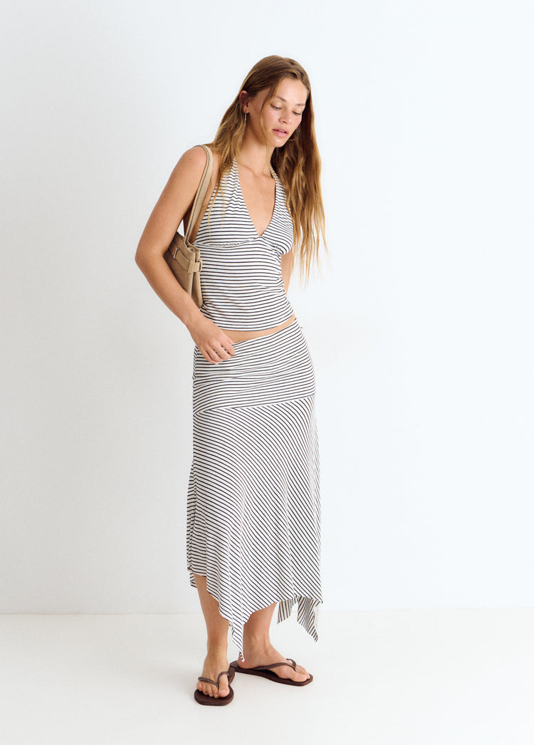 Top halter raya tejida