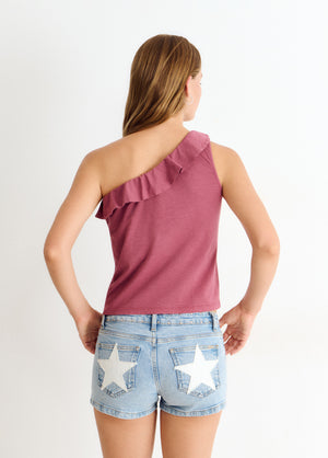 Asymmetrical ruffle t-shirt