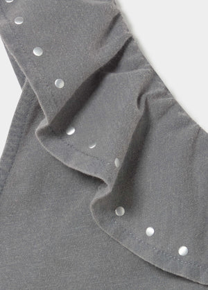 Asymmetric ruffle stud t-shirt