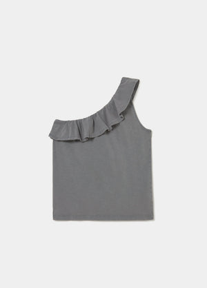Asymmetric ruffle stud t-shirt