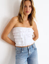 Top smock espalda multivolante