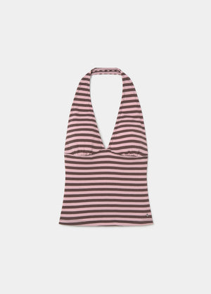 Halter-Top mit gewebtem Streifen