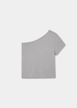 Asymmetrisches Shirt mit Blume und Nieten