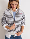 Striped zip-up sweatshirt with embroidery