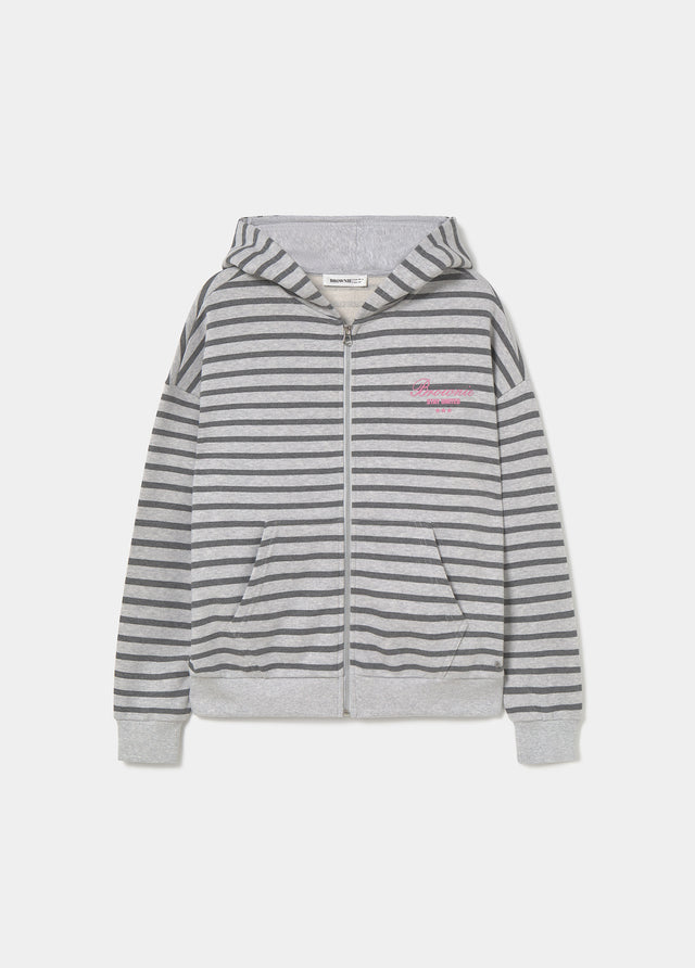Sudadera cremallera raya y bordado