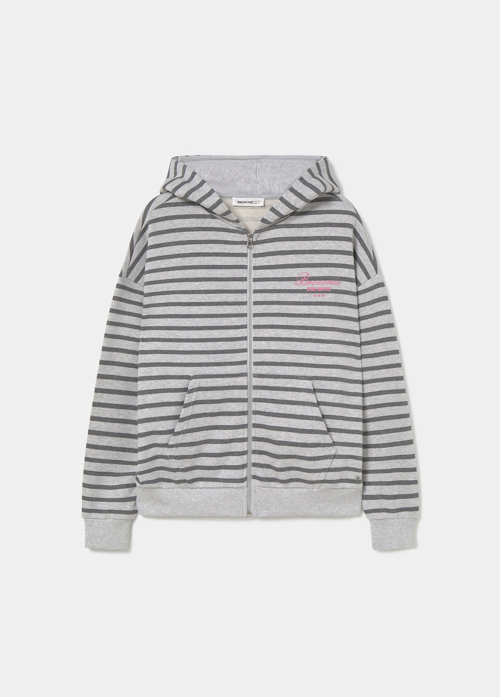 Sudadera cremallera raya y bordado