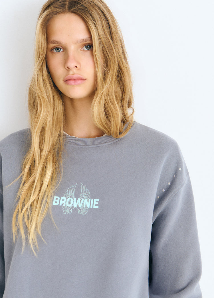 Sweat-shirt imprimé ailes pailletées