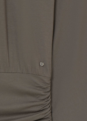 Viscose T-shirt met rimpeling onderaan