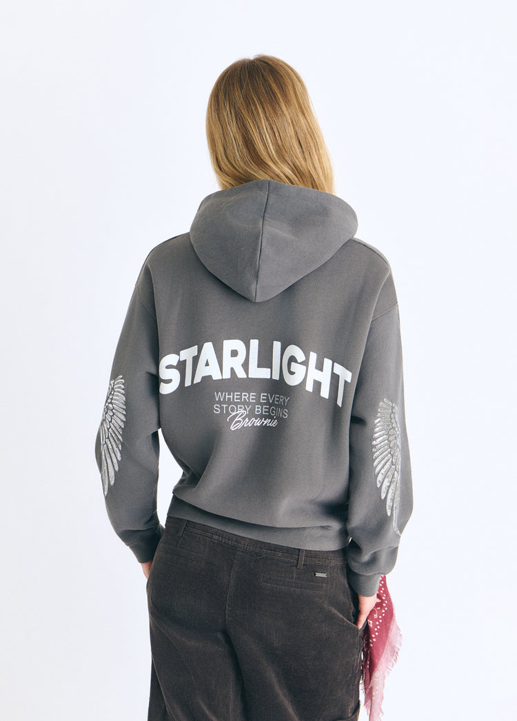 Sweatshirt with sequin wings and sleeves