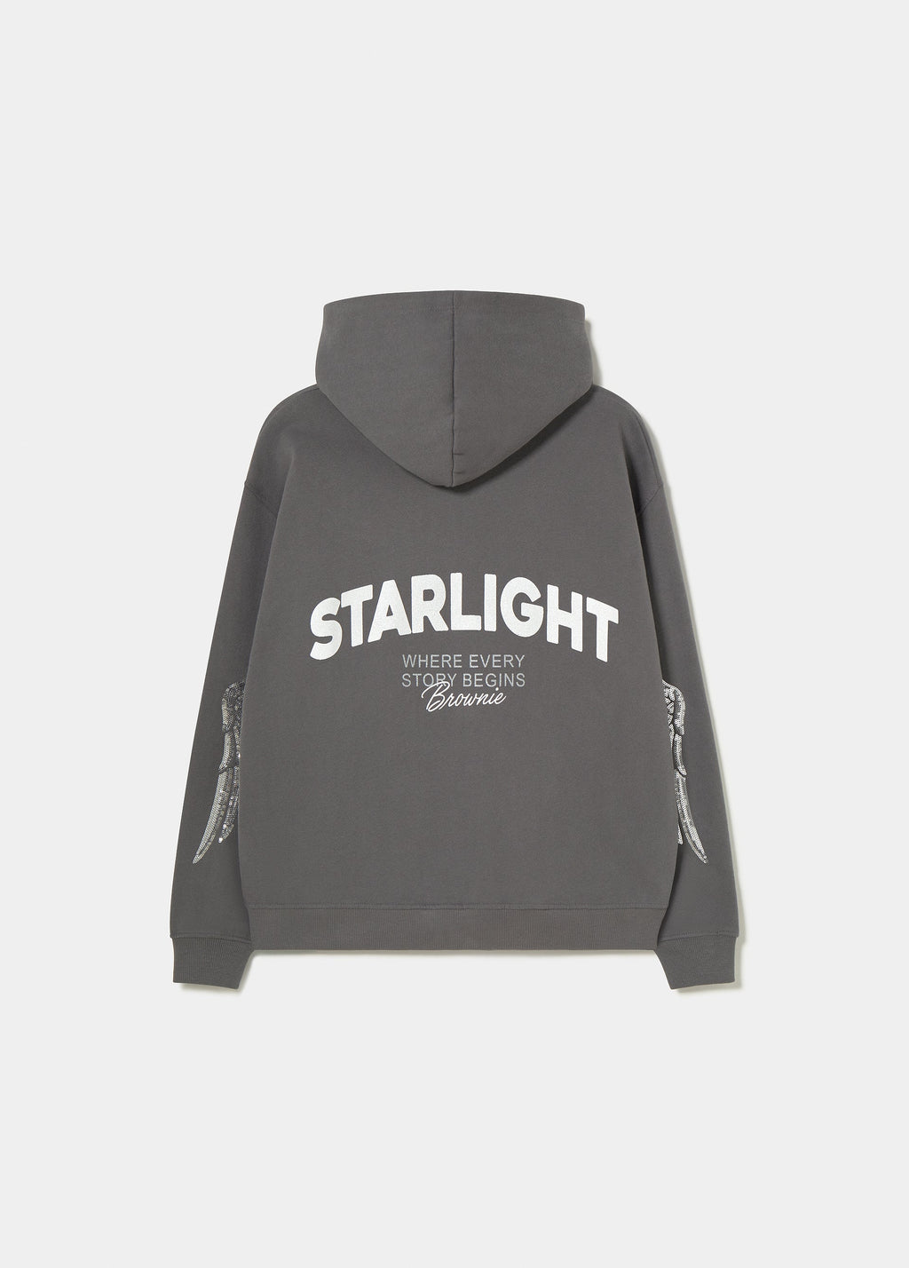 Sudadera de capucha antracita con print de lentejuelas vista trasera