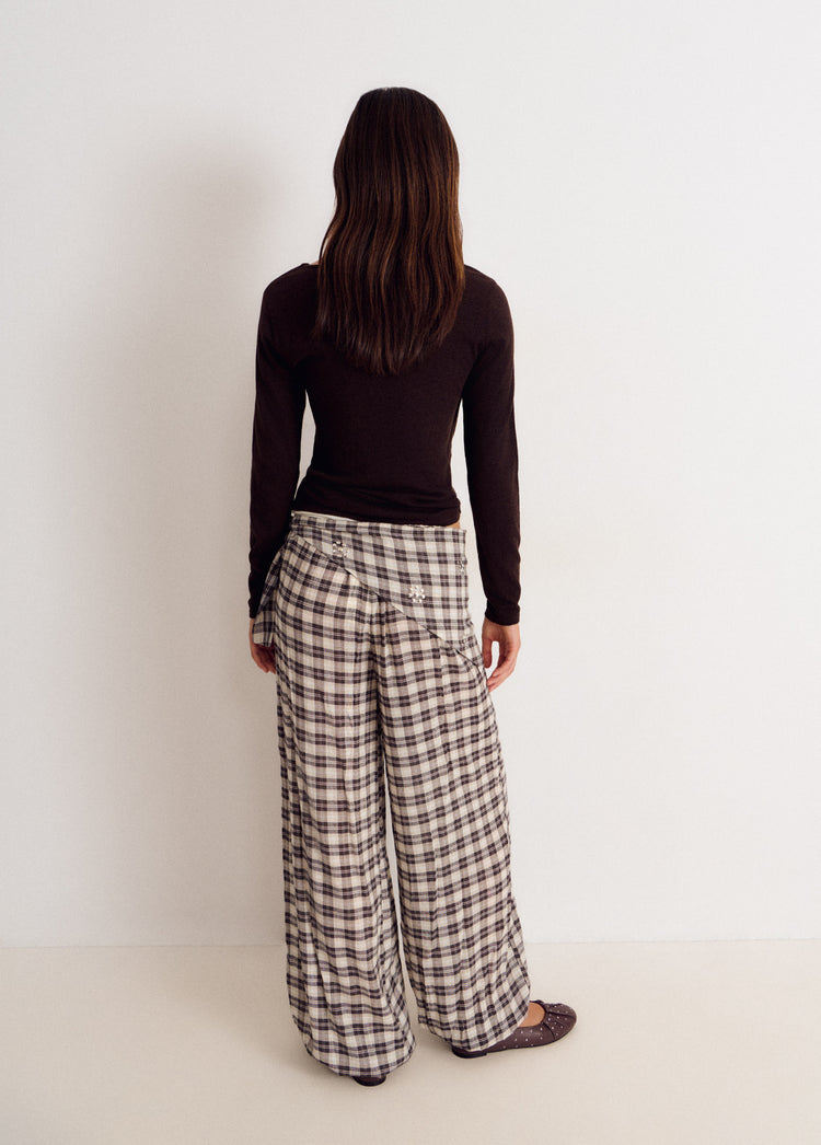 Pantalón bombacho cuadros con pañuelo
