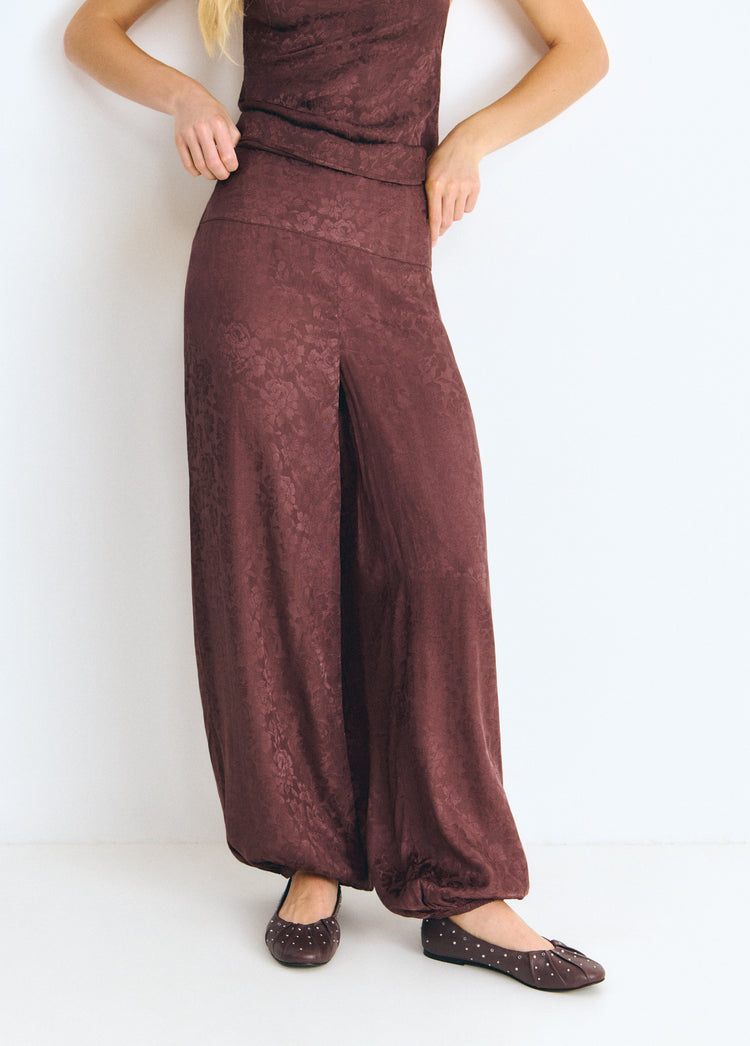 Harem pants with fringed scarf