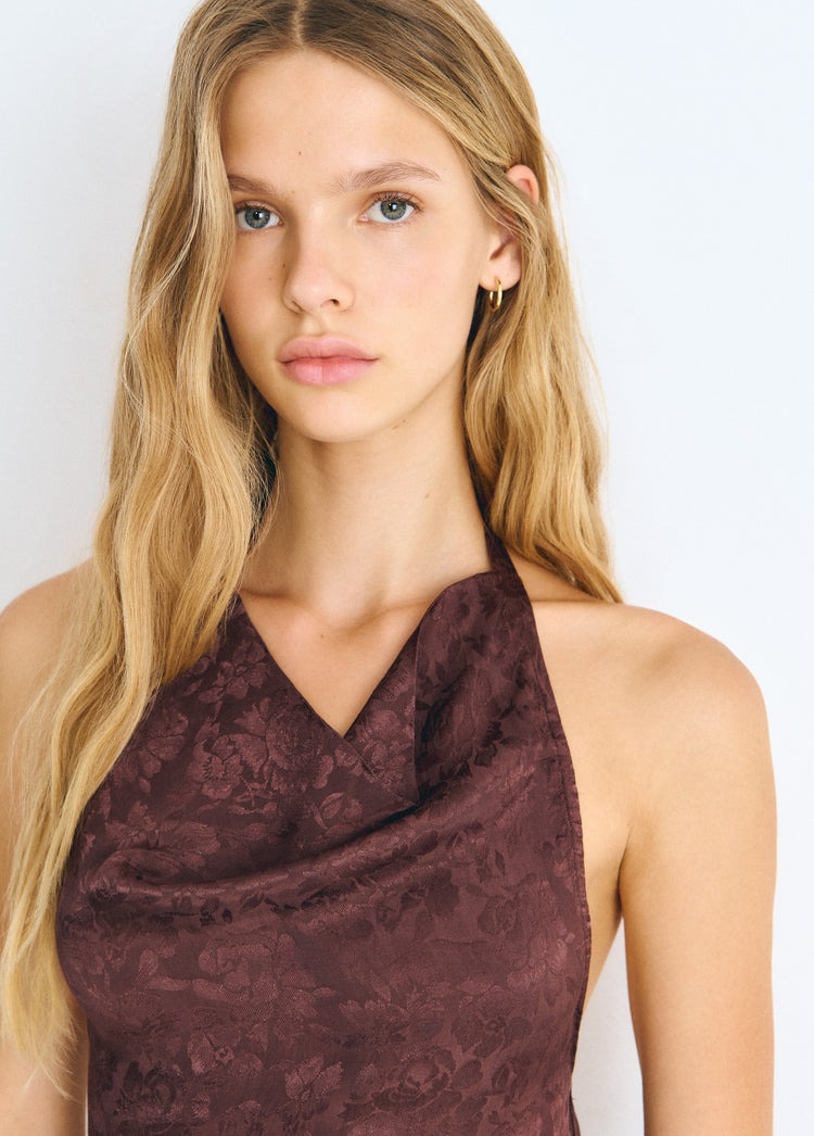 Jacquard-knit halter top