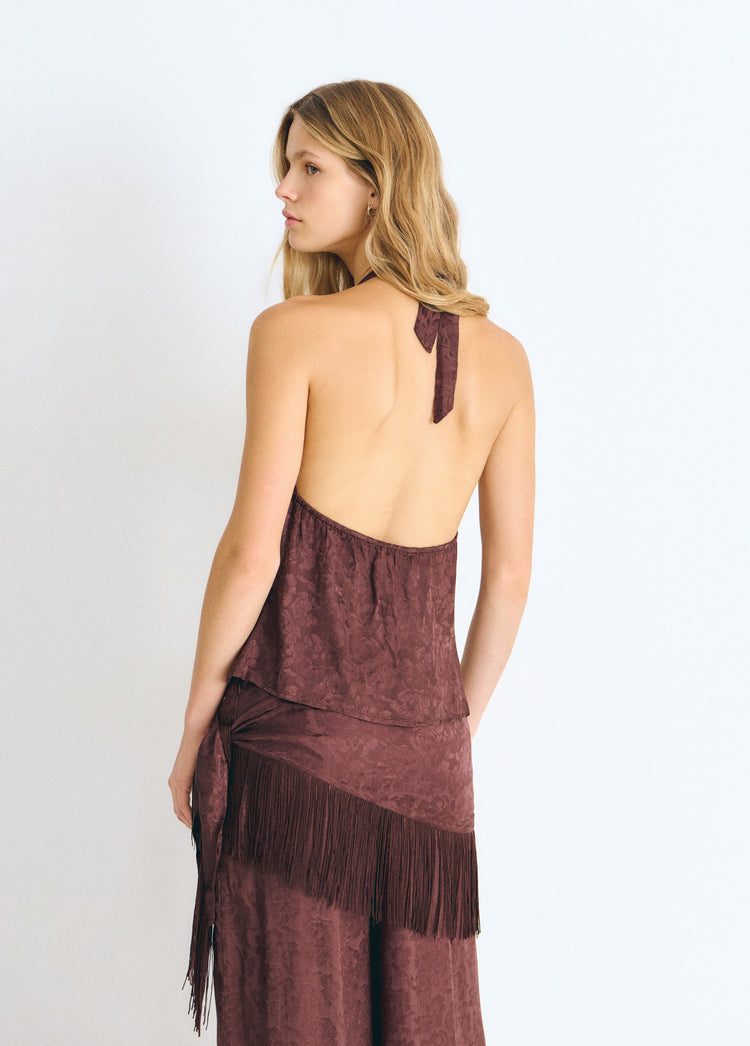 Jacquard-knit halter top
