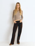 Brown flocked trousers