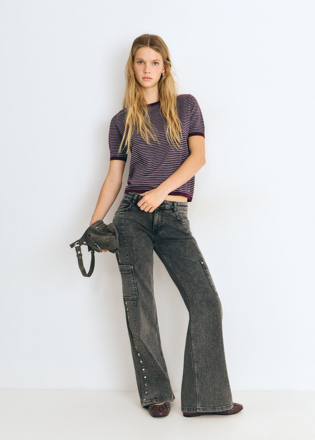 Denim with side studs and a cargo pocket