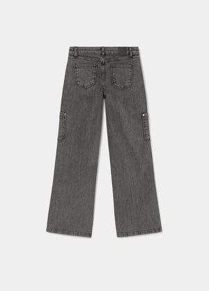 Denim with side studs and a cargo pocket