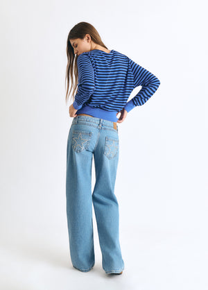 Jeans met stervormige studs