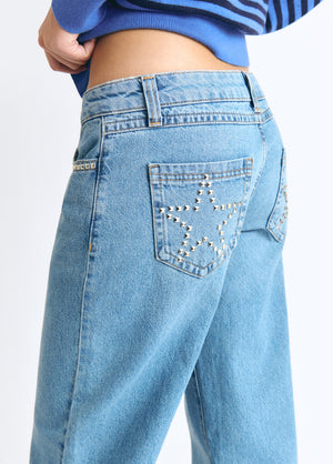 Jeans met stervormige studs