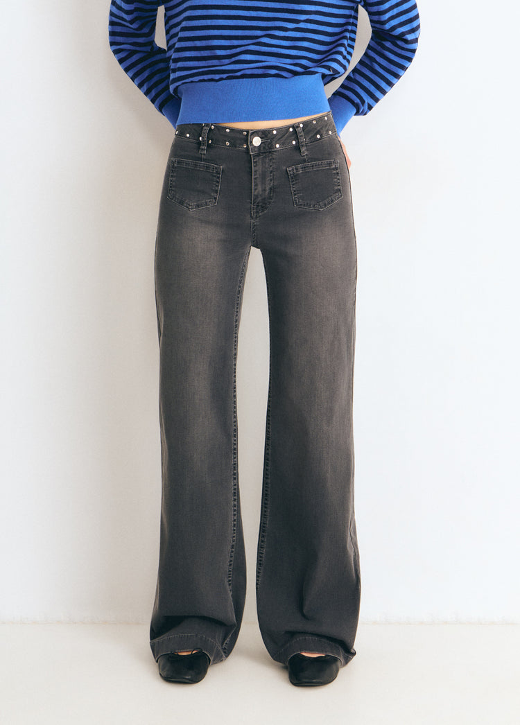 Glitter wing culotte jeans