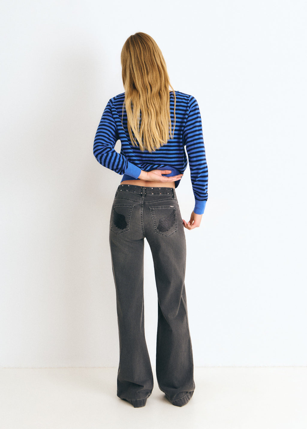Glitzer-Culotte-Jeans mit Flügeln