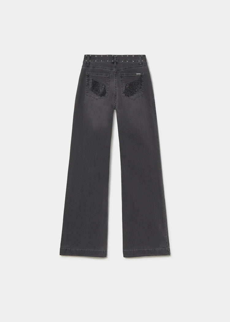 Jean culotte avec ailes pailletées