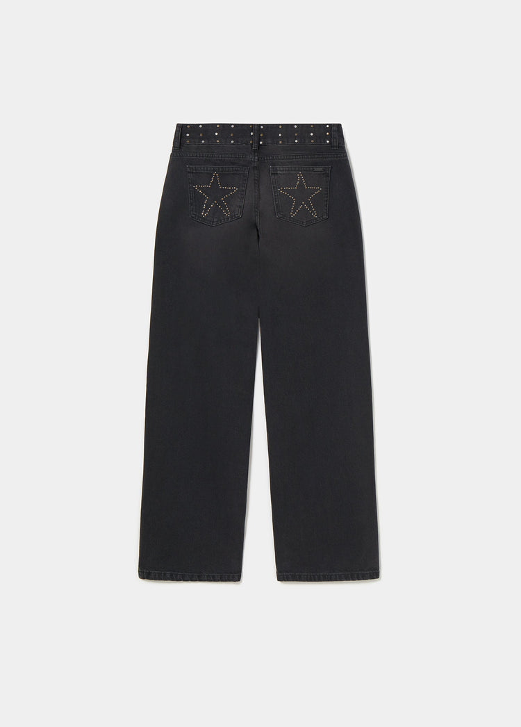 Straight-leg jeans with stars