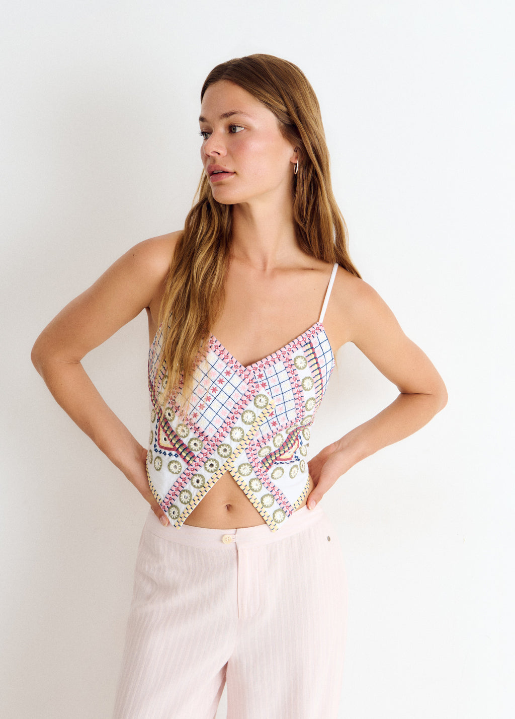 Embroidered vest top