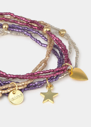 Set di braccialetti con perline e ciondoli