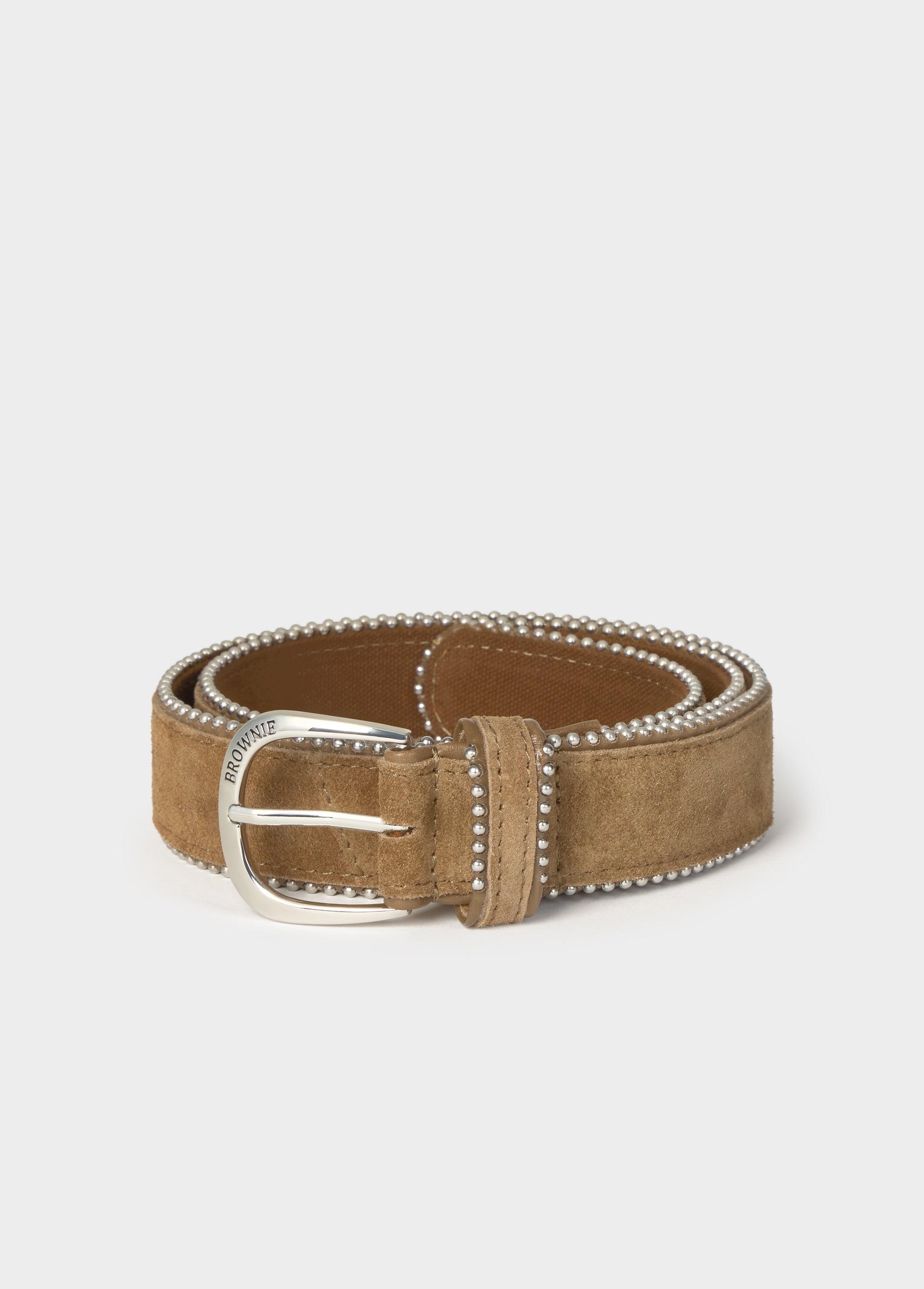 Thin leather belt with metallic beads | Brownie