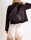 Animal print leather shoulder bag