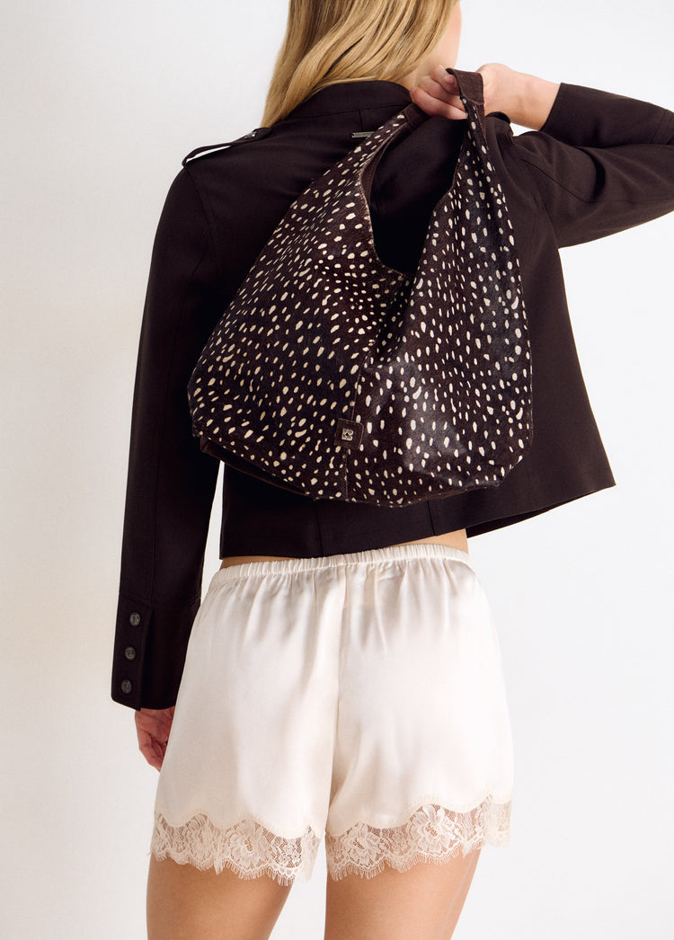 Animal print leather shoulder bag